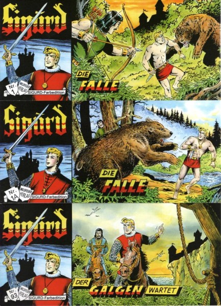 Sigurd Farb Piccolo 1, 1A (Variantcover) und 93, Wildfeuer