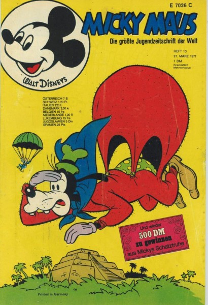 Micky Maus 1971/ 13 (Z1-2, Sm, Doppelkarte), Ehapa