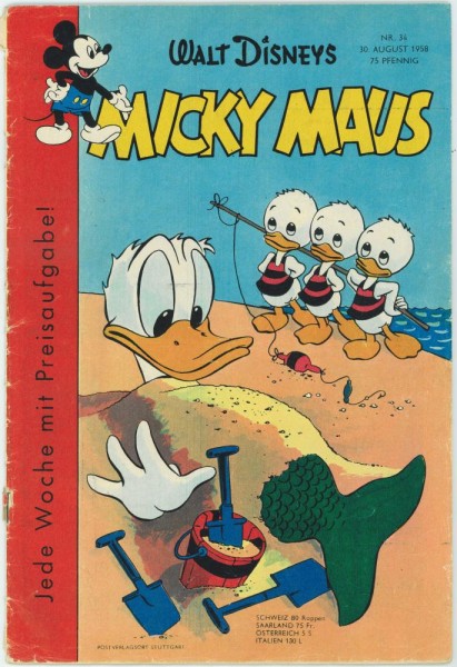 Micky Maus 1958/ 34 (Z2-, Sm), Ehapa