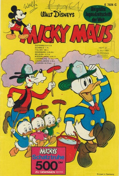 Micky Maus 1969/ 27 (Z1, Sm, Sz), Ehapa