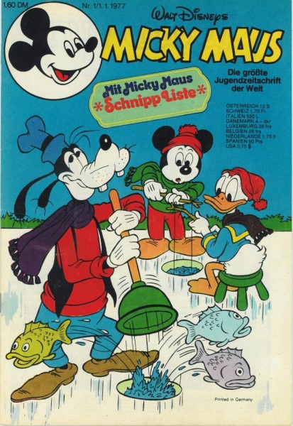 Micky Maus 1977 1 (Z1-, Sm), Ehapa
